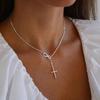 Trendy Minimalist Number 8 Tassel Cross Pendant Necklace for Women Fashion Layering Chain