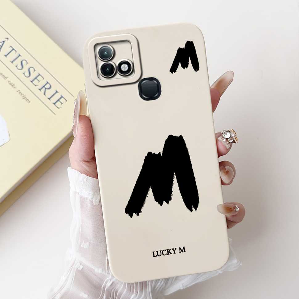 For Infinix Hot 10i X659B Case White Lucky Letters A-Z Soft Silicone Cover For Infinix Hot10I Smart 5 Pro 6.52 " Phone Cases