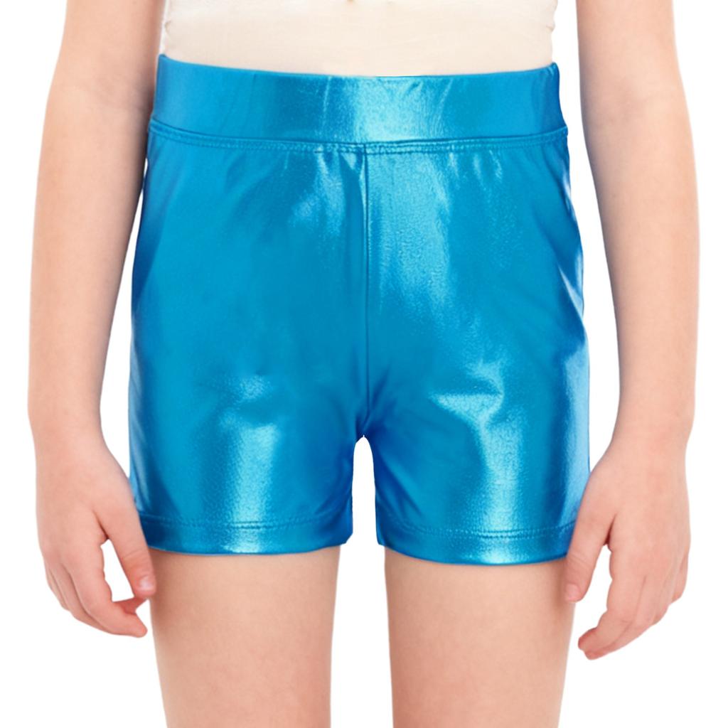 Pantaloncini Corti Metallizzati Lucidi con Elastico in Vita per Ragazze, da Palco, Competizione, Danza