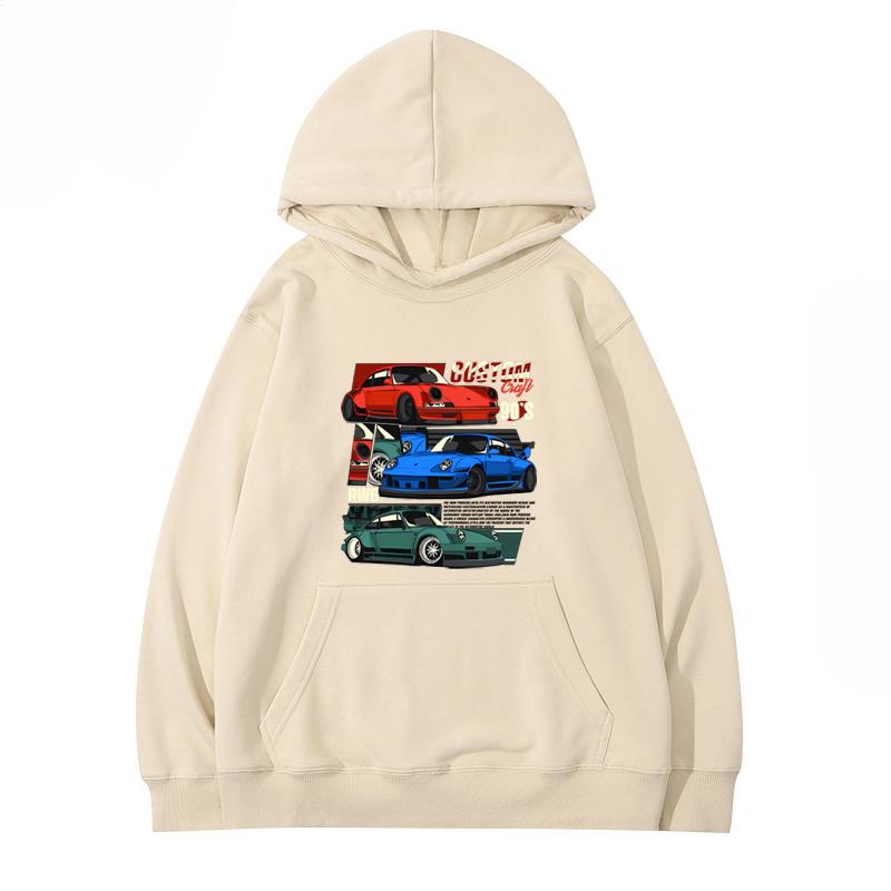 RWB Upravené auto 911 M Bílá mikina s kapucí Pánská Dámská stejného modelu 2024 Nová podzimní a zimní volnočasová volná 100 Top oblečení