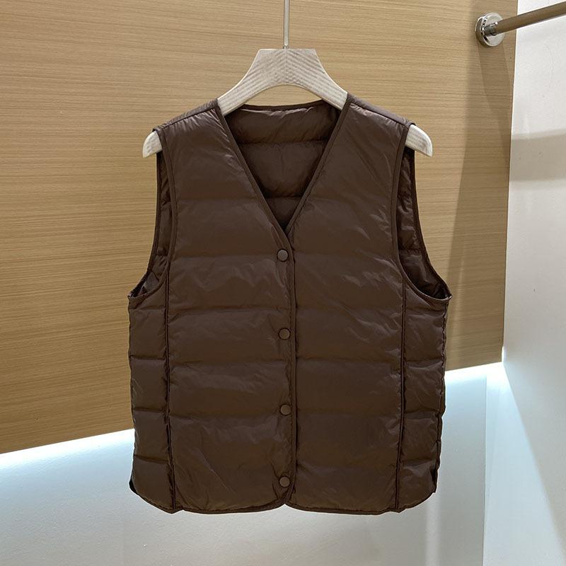 White Duck Down Jacket Liner Women's New V-neck Light and Thin Vest Stacked Inside with Bottom Down High-end Vest
