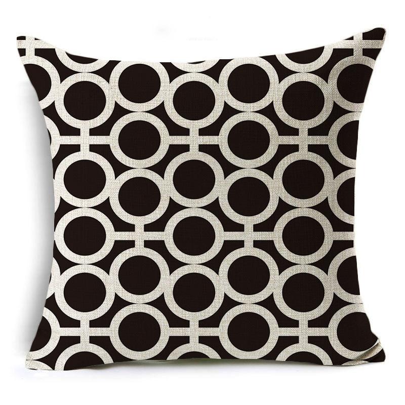 Modern Simple Black and White Geometric Linen Pillow Case Home Sofa Pillow Cushion Cover Soft Decoration