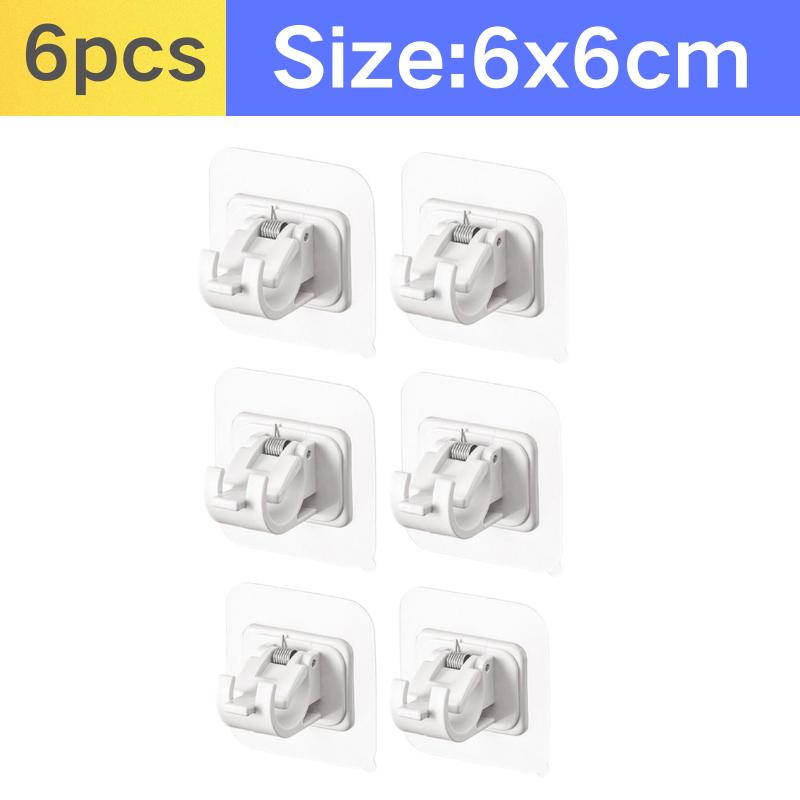 2-12PCS Adjustable Curtain Rod Clip Self Adhesive Clamp Hook Curtain Rod Holder Wall Bracket Holder Nail-Free Wall Hanging Clip