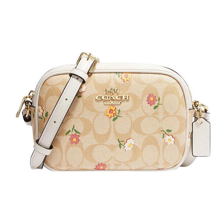 Coach Women's Light Jamie 19 Classic Floral Print Coated Canvas And Leather Shoulder Bag Shoulder Bag -Khaki Ch475-Imot4