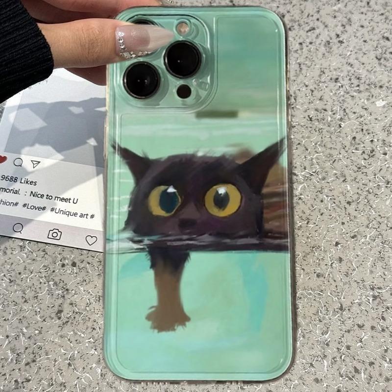 Oil Painting Yellow Dog Black Cat Phone Case For iPhone 17 16 15 11 12 14 13 Pro Max Mini X XS XR 7 8 Plus SE4 16e Silica Covers