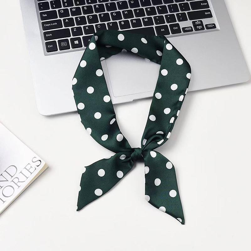 2025 Brand Design Dot Pattern Women Scarf Luxury Silk Scarf Fashion Hair Headband Foulard Skinny Bag Scarves Neckerchief