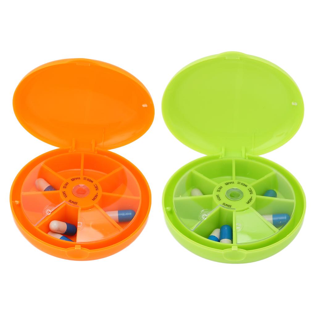Seven Grids Rotating Pills Box Round 7 Compartments Pills Organizer for Home Travel