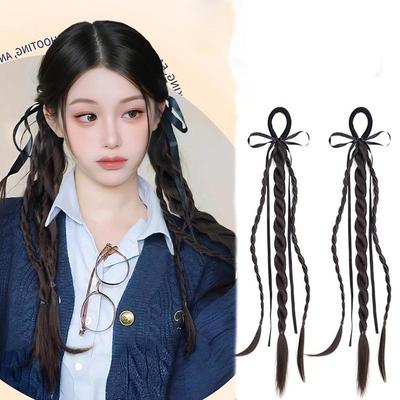 Double Ponytail Bow Twist Braid Hair Accessories for Women