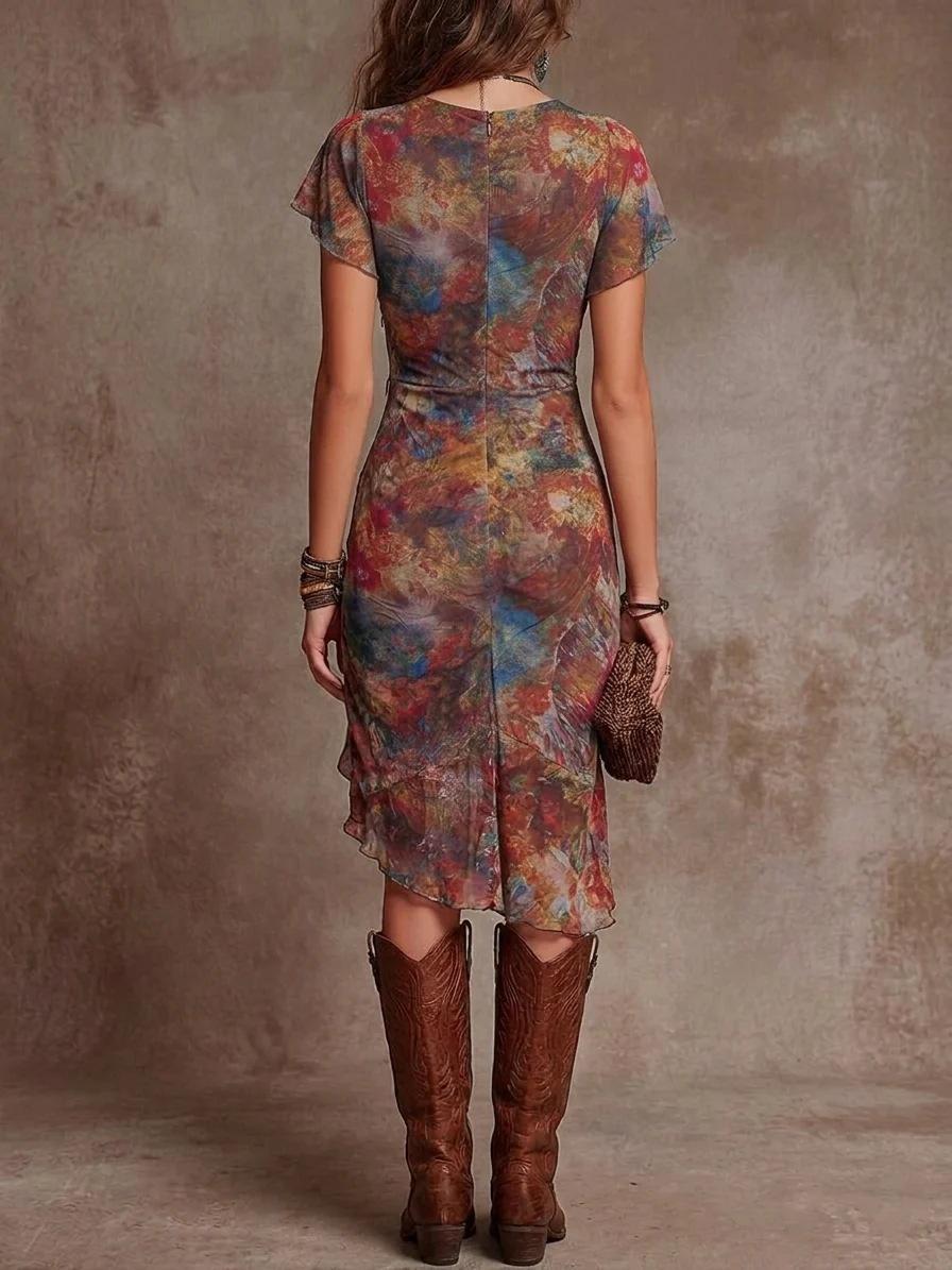 2026 European and American Style Women s V-Neck Waist-Cinching Slimming Elegant Fashion Dress S