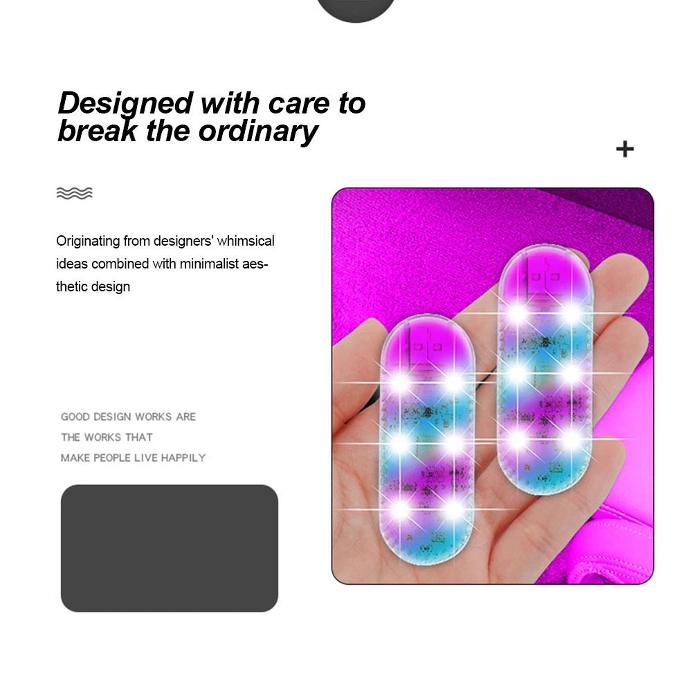 Car LED Touch Light USB Charging Portable Multi-Color Strobe Mode Ambient Lighting Wireless Magnetic Mount Interior Accessory