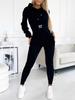 New Autumn Winter Waist Shaping Casual Sports Set with Hood Top and Pants Outfit