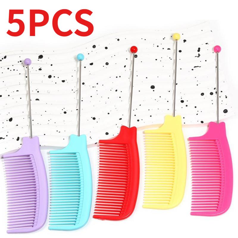 5PCS Multicolor Beaded Comb Creative DIY Beaded Hair Comb Professional Makeup Styling Comb Hair Stying Tools for Real Hair Wigs