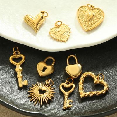 Dames RVS hanger gouden bedels hartvormige hangers voor DIY ketting sleutelhanger dames Zirkonia verjaardagscadeau trend