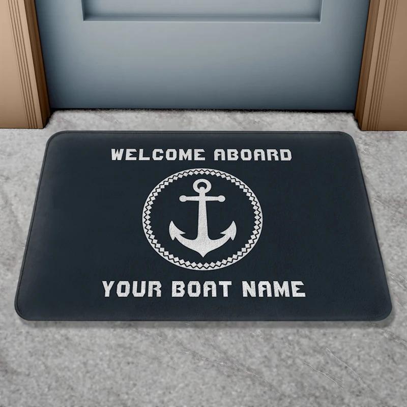 VIKAMA Personalized Boat Name Welcome Mat, Non-Slip Bathroom And Door Mat, Ideal For Nautical-Themed Home Decor, Unique Gift