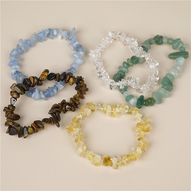 Natural Crystal Style Chip Stone Bracelet Healing Crystal Stretch Bracelet,1pc