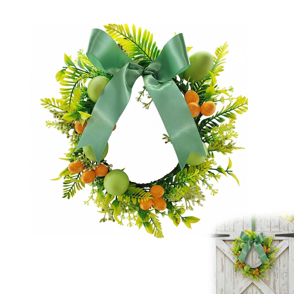 

Easter Egg Wreath with Red Plaid Bow Artificial Garland Front Door Wall Hanging Decor for Home Easter Party Ornaments 2026