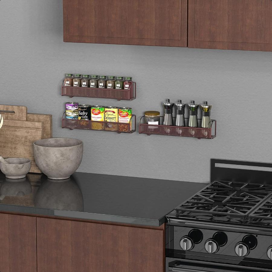 

Настенные полки-органайзеры для специй, бронза, 3 шт. United States