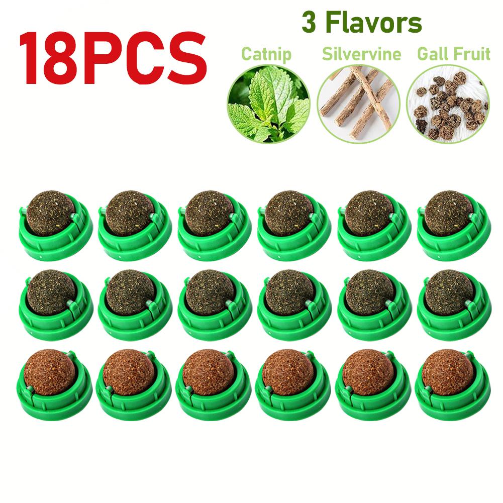 3-30pcs Cat Catnip Toys Cat Rotatable Licking Catnip Wall Ball 3 Flavors Freshen Breath Remove Hair Balls Snacks Pet Supplies