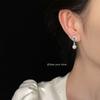 Freshwater Pearl~ Aquamarine Micro-inlaid Zircon Oval Geometric Water Drop Earrings Needle Light Luxury Earrings