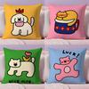 Happy Dog Cushion Cover Soft Plush Throw Pillow Cushion CoverDoubleSided Printed Pillow Case for Sofa Home Decor