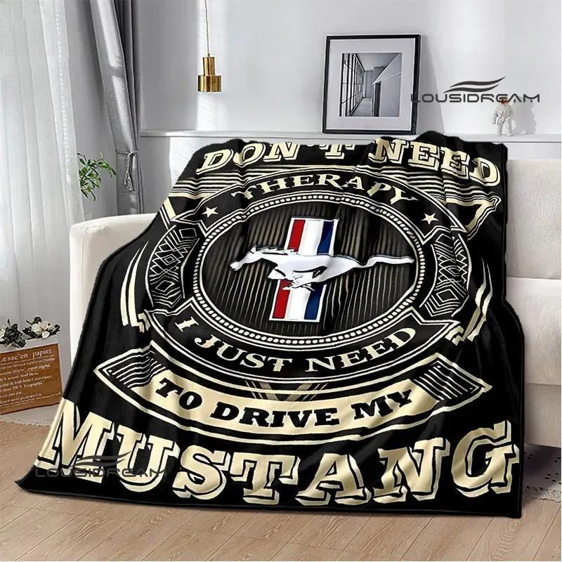 Mustang Car Logo Printed Blanket Flannel Blanket Warm Blanket Blankets for Beds Rainbow Blanket Picnic Blanket Birthday Present