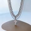 Punk Zircon Cross Pendant Necklace for Men Women Spicy Girl Sweet and Cool Style Multi Layered Necklace Gothic Jewelry Gifts
