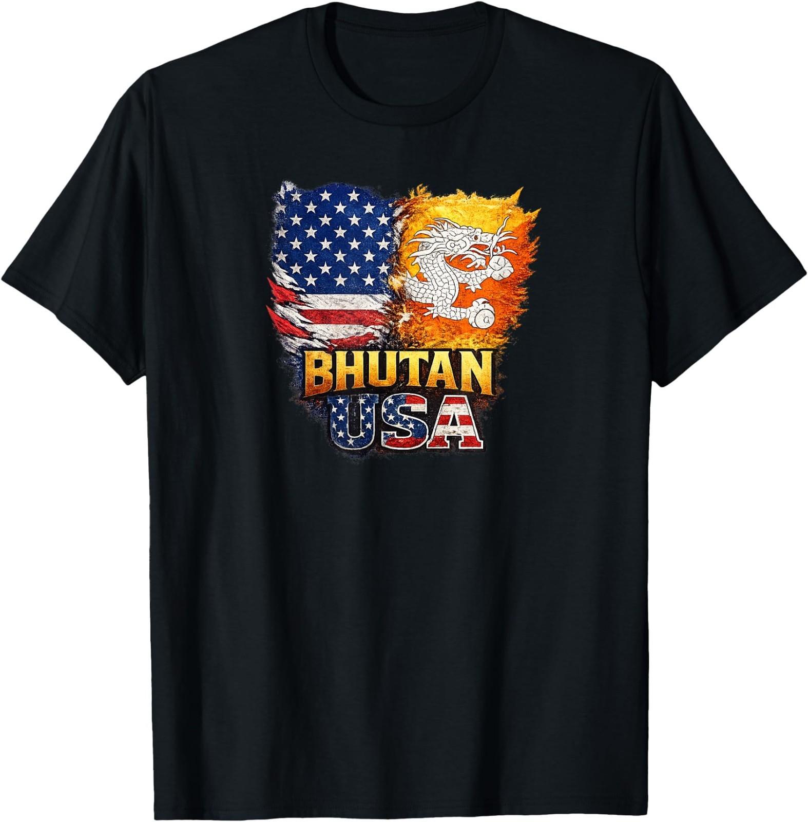 Bhutan USA map Printed T-Shirt S