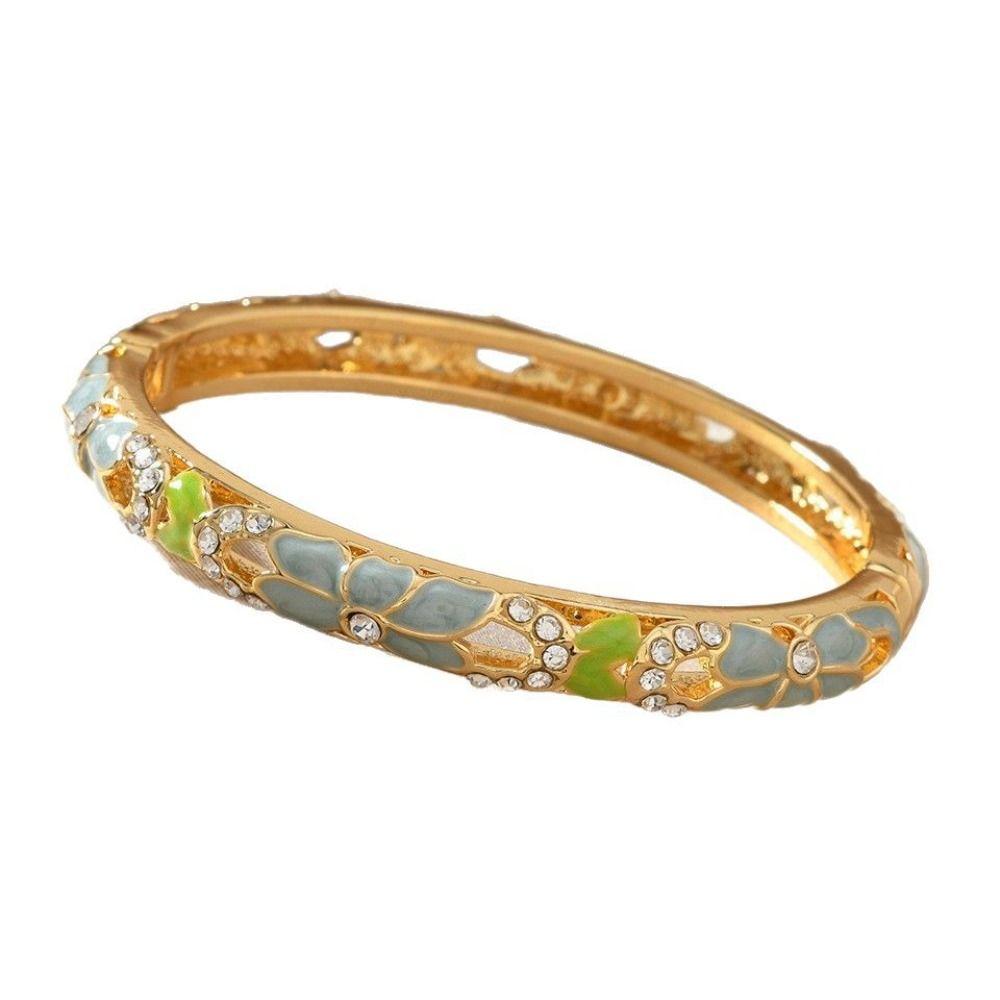 Chinese Style Vintage Cloisonne Bangle Enamel Women's Hand Bracelet Hollow Out Flower Bangle  Girls