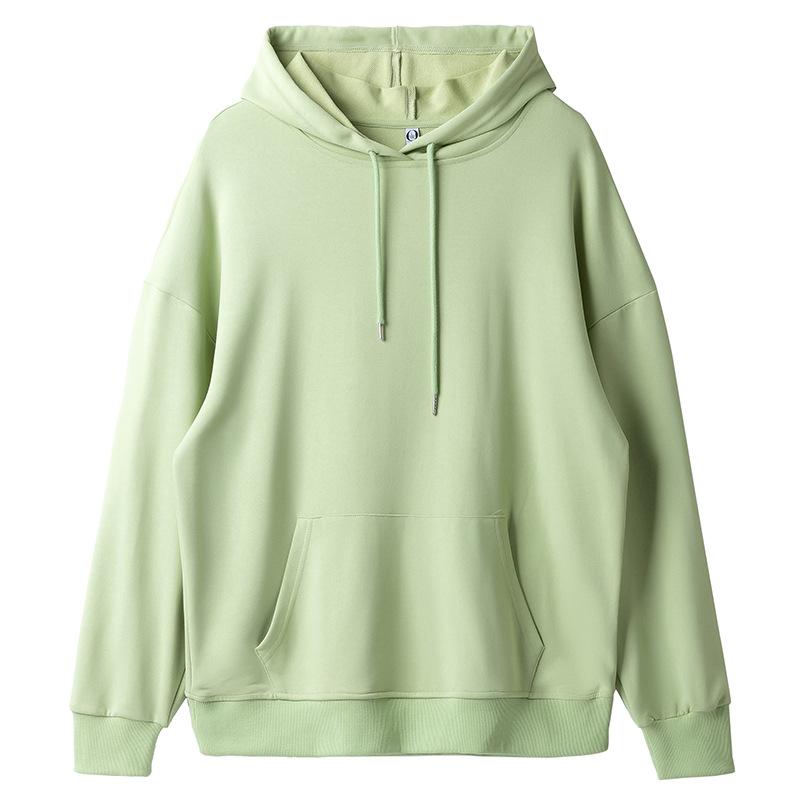 Solid Color Cotton Blends Sweatshirt Zipper Loop Knit Hooded Cardigan Jacket Loose Hoodie Team Uniform Work Advertising Hoodies Coat