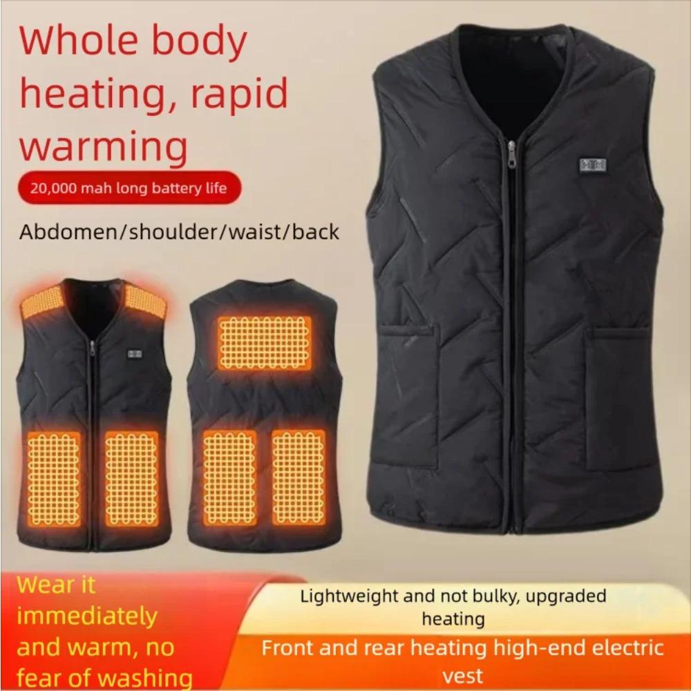 Smart Temperature Control 5 Areas Heated Cotton Vest Unisex Full Body Warmth Winter Anti-Cold USB Charging Electric Heat Coat