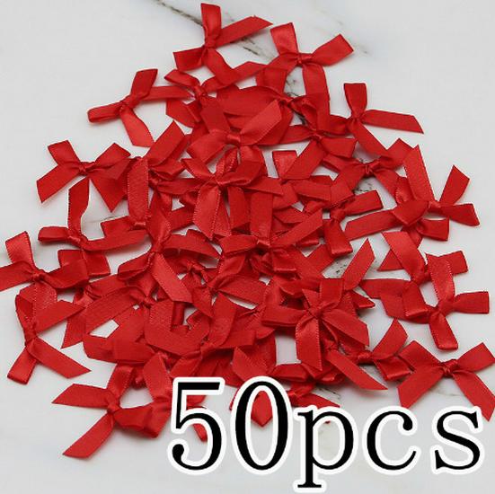 (50-Pack) 4x4cm Hot Pink Polyester Satin Ribbon Bows for DIY Crafts