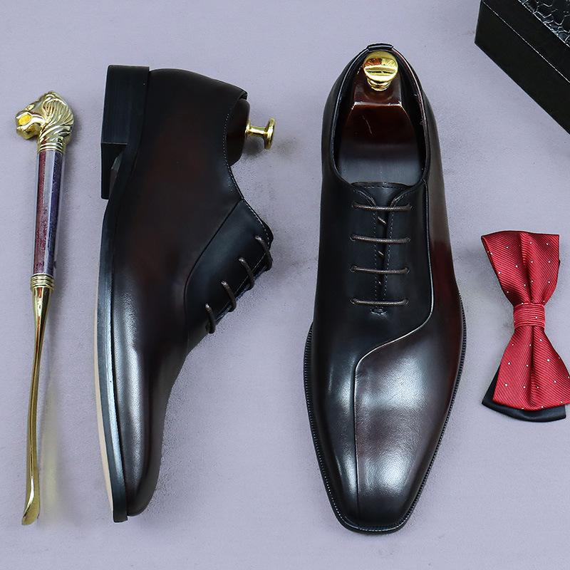 Brand Designer Mixed Color Oxford Dress Shoes Men Genuine Leather Handmade Lace Up Business Office Formal Wedding Shoes