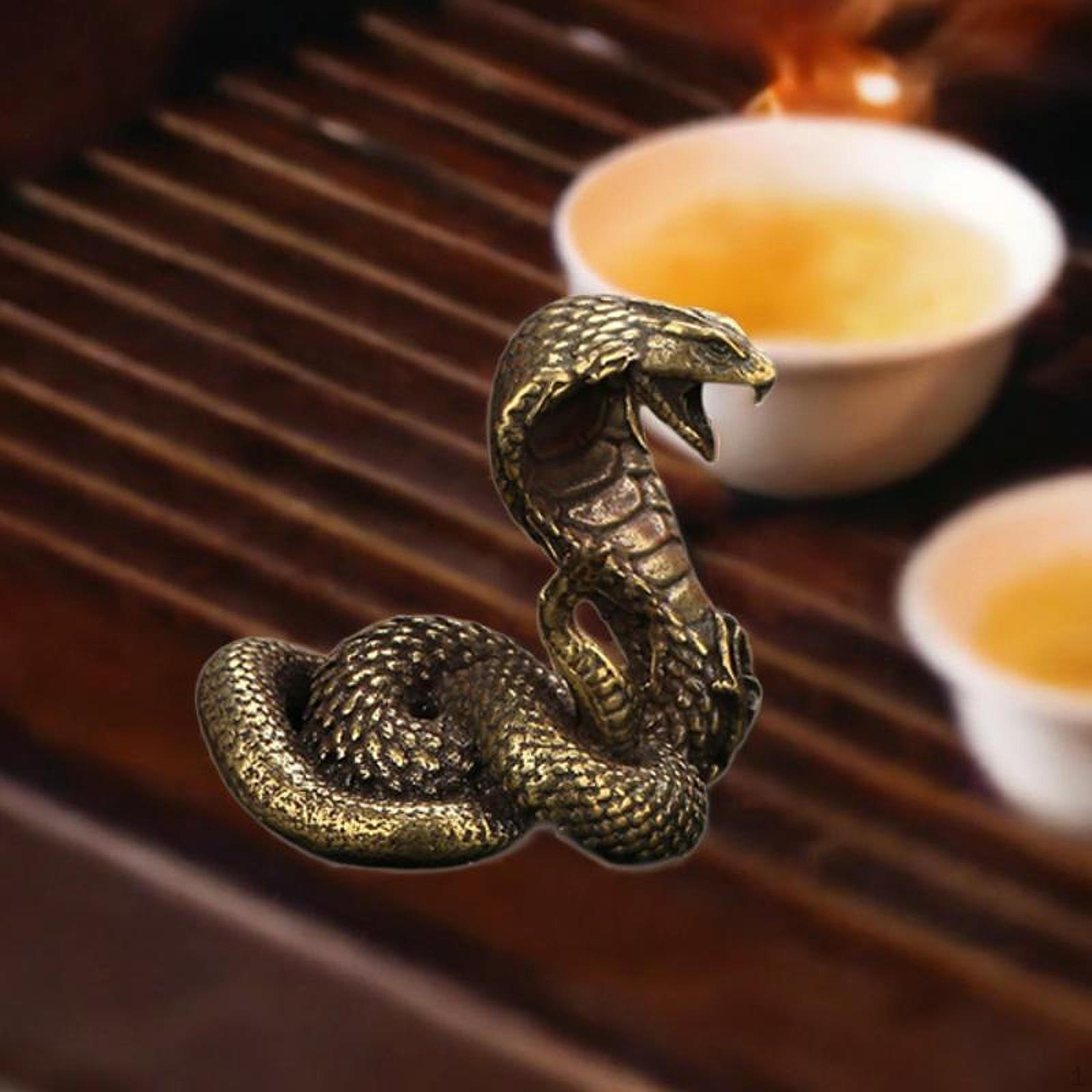 

Brass Cobra Statue Tea Pet Figurine 1.8x1.1x1.6inch Cute Table Decoration for Side Collection