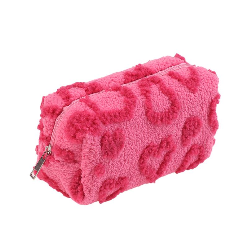 Plush Makeup Bags Soft Travel Cosmetic Storage Bag Portable Love Print Organizer Pencil Case Cute Clutch Pouch