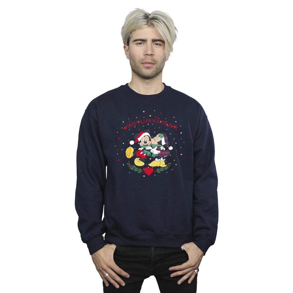 Disney Mens Mickey Mouse Mickey Minnie Christmas Sweatshirt