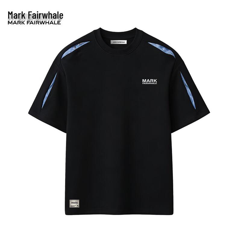 MARK FAIRWHALE Men s Contrast Panel Casual Sport T-Shirt L чёрный
