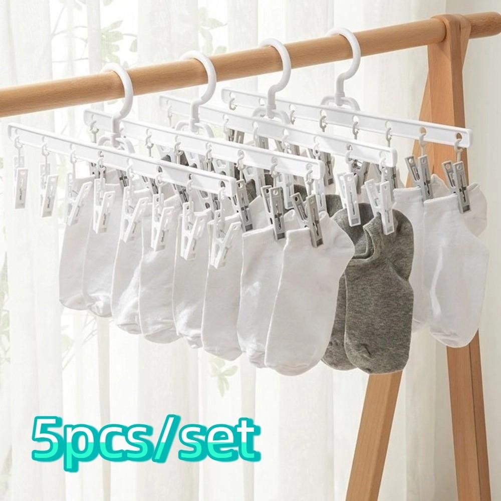 5pcs 8 Clips Socks Drying Rack Windproof Plastic Drying Clips Multi-Function Non-Slip Storage Organiser Student Home