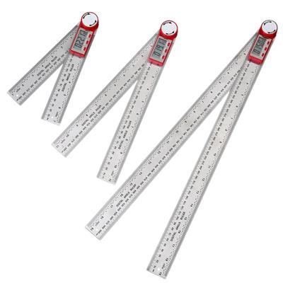 Stainless Steel Digital Angle Meter Ruler Metric Inch Protractor 360° Angle Finder Scale Measuring Tools 0-200/300/500mm