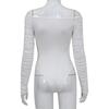 European-American One-Shoulder V-Neck Ruched Long-Sleeve High-Waist Jumpsuit for Women