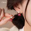 Retro temperament geometric zircon resin cherry stud earrings exquisite earrings women