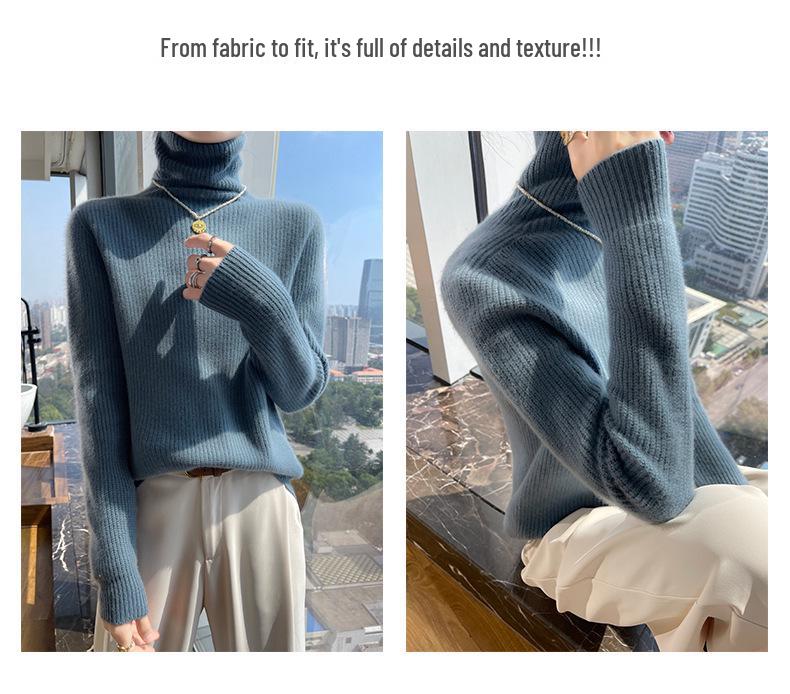 Women's Cashmere Double-Thick Turtleneck Loose Knit Sweater - Autumn/Winter