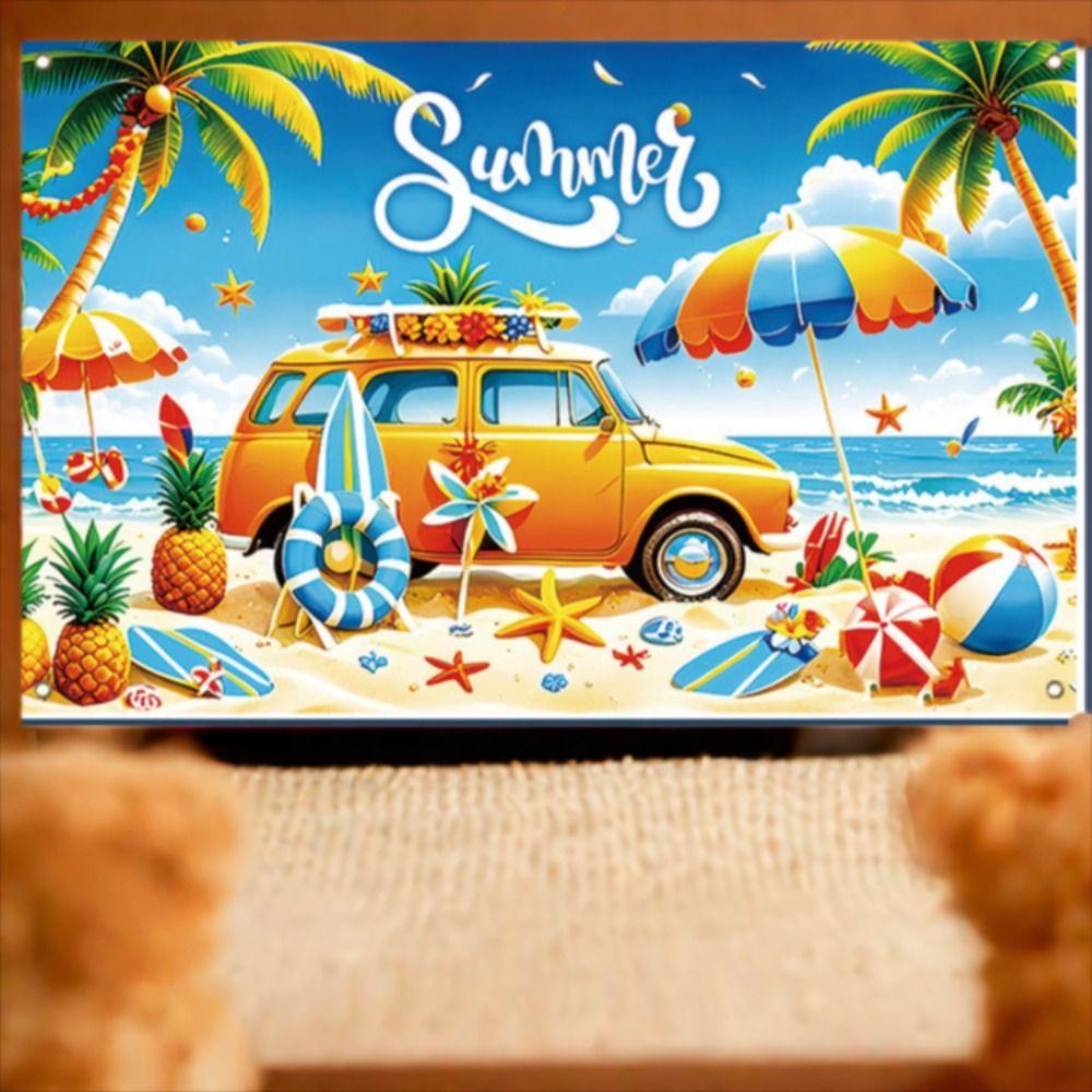 Flower Parasol Ball Design Summer Beach Backdrop Tropical Theme Seaside Backdrop  Summer Event
