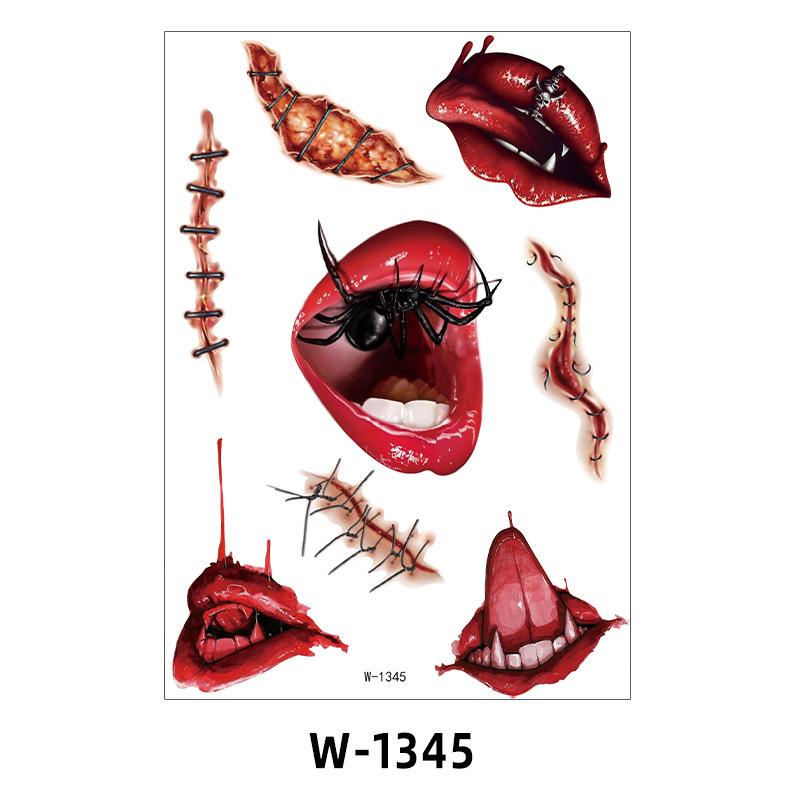 Halloween Tattoo Sticker Waterproof Simulation Scar Horror Half Arm Tattoo Flower Arm Tattoo Sticker