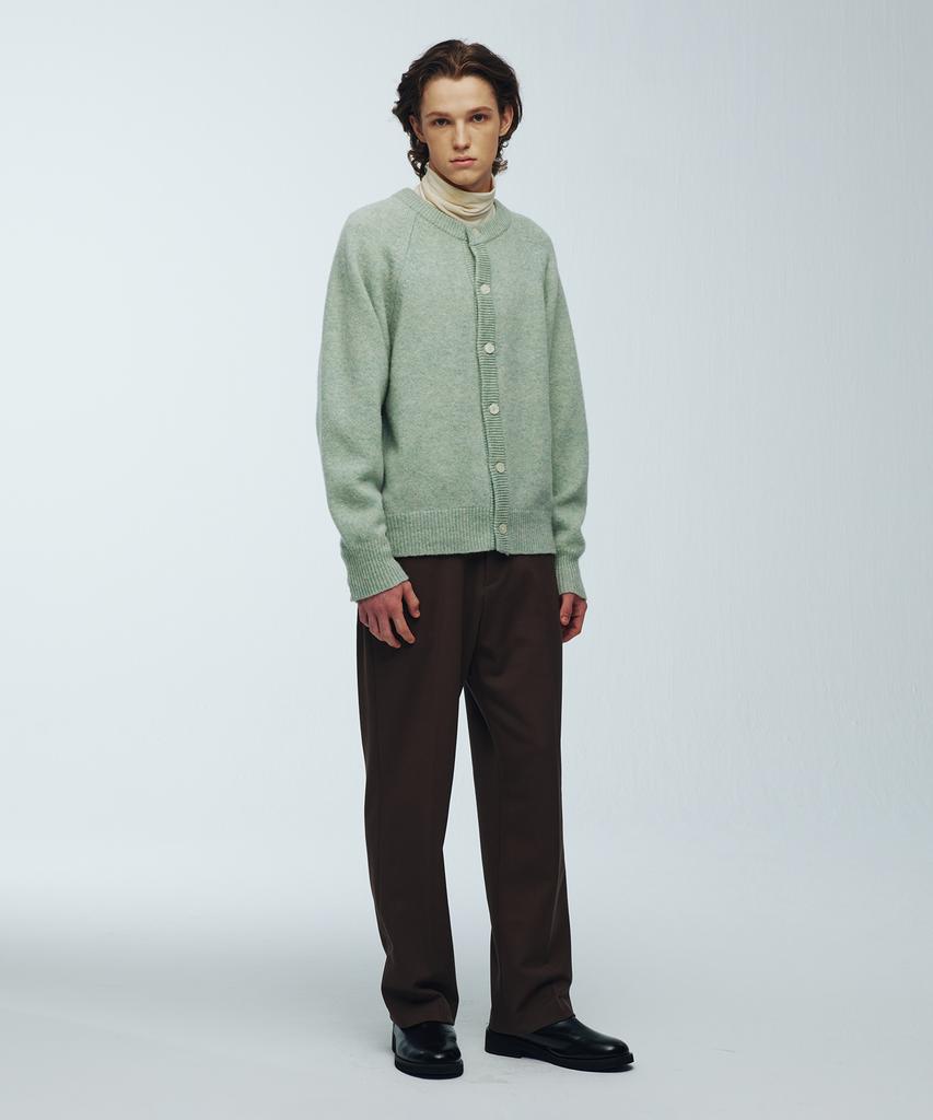Knitted Shaggy Dog 100% Wool Round Cardigan Mint