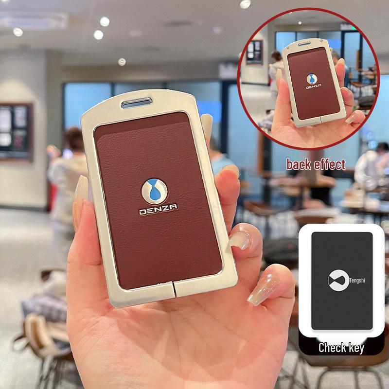 Denza D9 Key Fob Holder: NFC-Enabled Metal & Leather Card Holder for EV, Unisex with Buckle