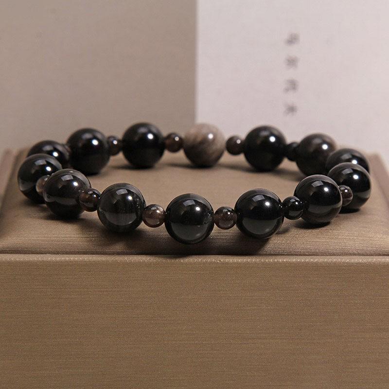 Original Design Gold Obsidian Double Layer Bracelet for Men & Women - Luxurious High-End Feel, Stackable Couple Bracelets