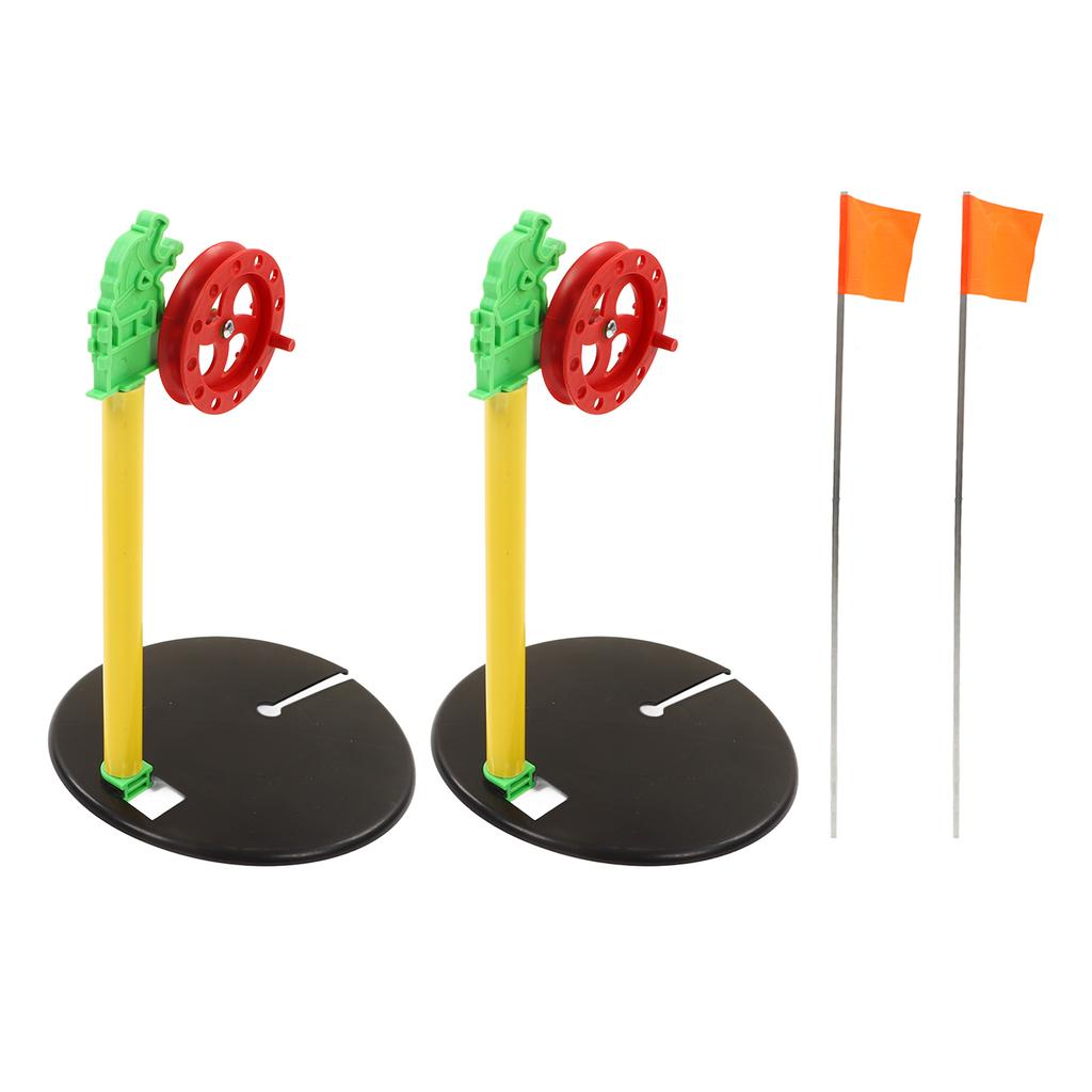 2Pcs Winter Ice Mini Fish Pole Wheel Flag Tackle Equipment Outdoor Winter River Floating Fishing Rod Flag