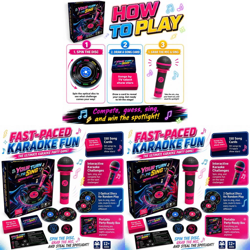 Gioco Karaoke Battaglia Grabthemic con Microfono Interattivo per Divertimento in Festa