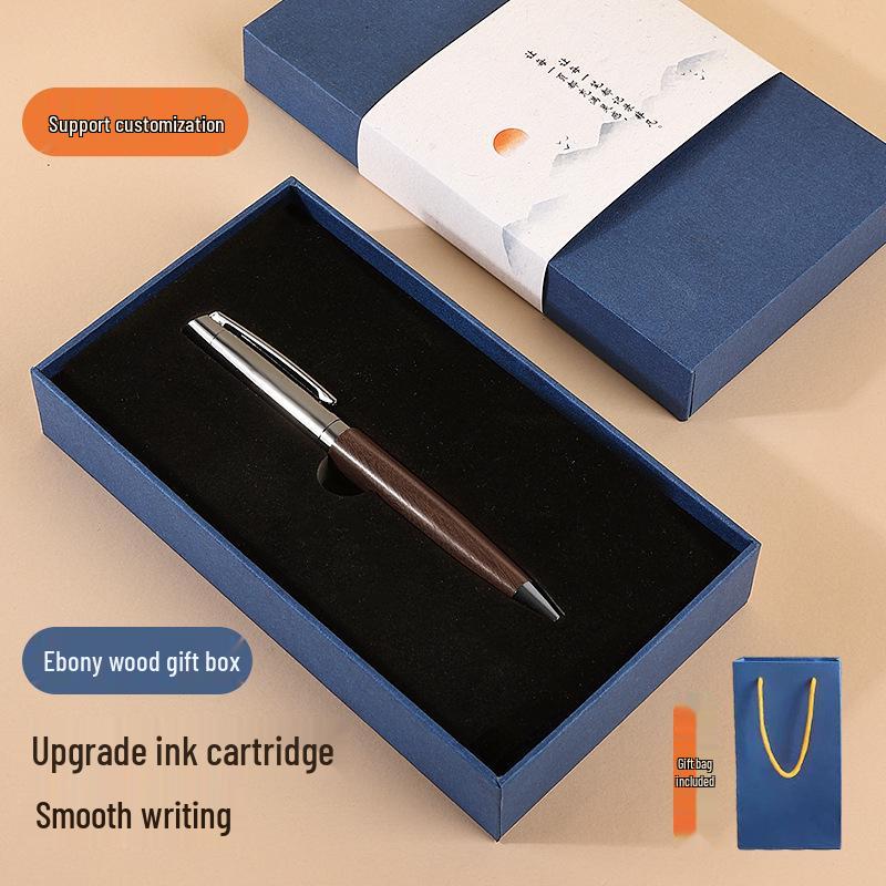 Luxury Ballpoint Pen Set with Metal and Wood, Imitation Leather Case, Custom Logo Option