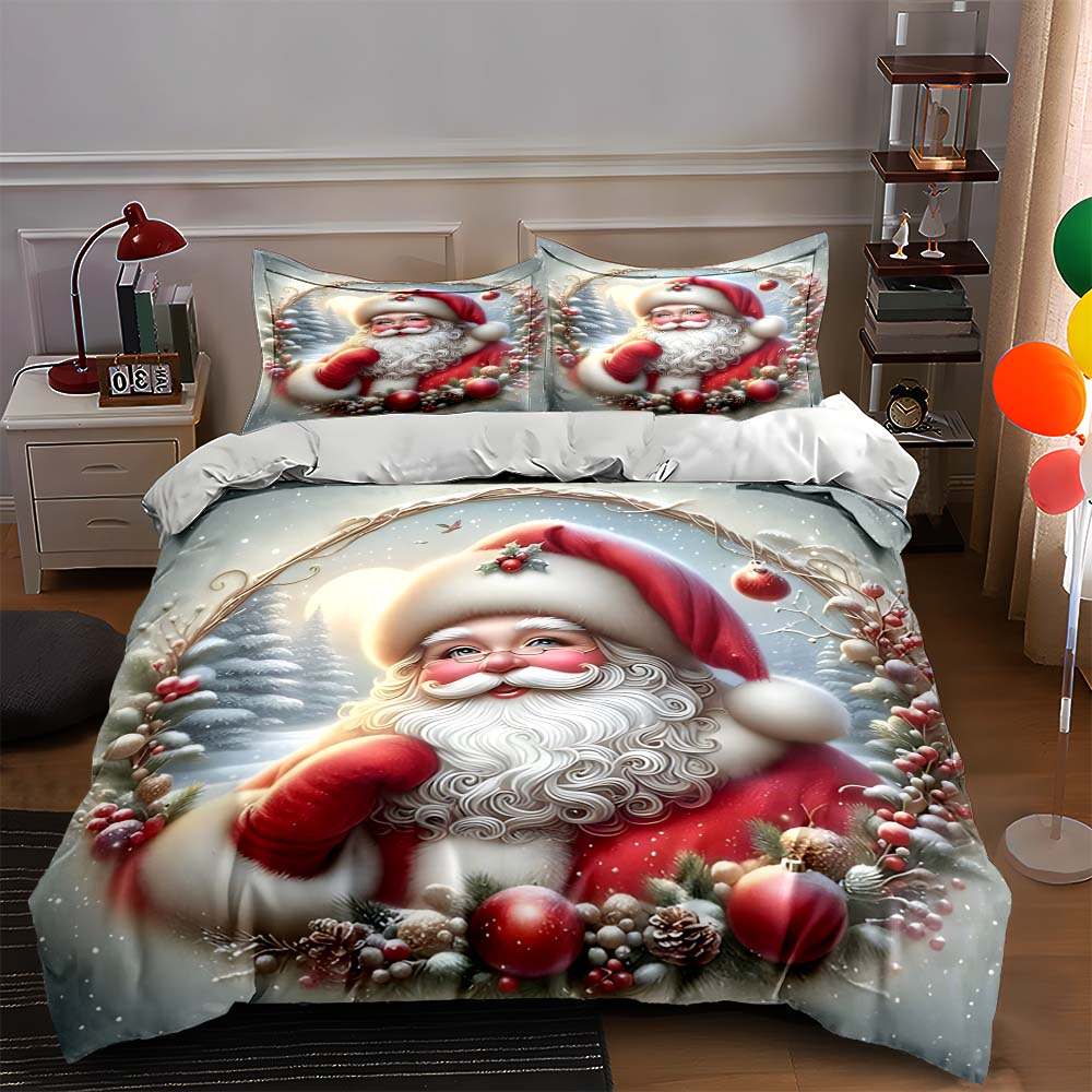

Santa-themed design Bedding Duvet cover sets Duvet covers Pillowcases gifts (1 * Duvet Cover 2 * Pillowcases, without duvet insert) 135x200cm